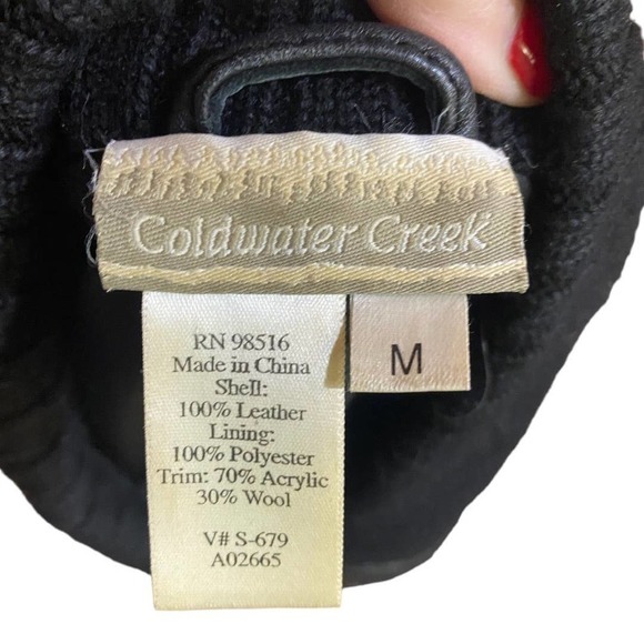 Coldwater Creek Leather Jacket with Wool Mix Trim Size M - Picture 5 of 7